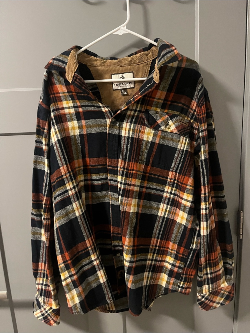 Legendary Whitetails Plaid Button-Down Shirt - Black, Brown & Orange